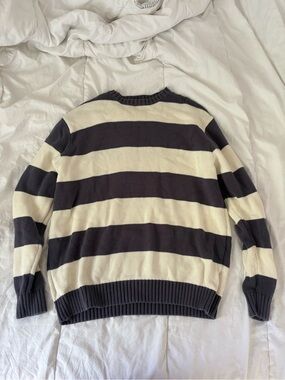 Brandy Melville Black & Cream Striped Crewneck Sweater